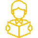 A yellow line drawing of a person reading a book

Description automatically generated