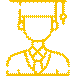 A yellow outline of a person wearing a graduation cap

Description automatically generated