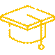 A yellow outline of a graduation cap

Description automatically generated